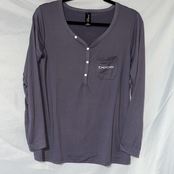 BEBE Pajama Set Pants Elastic Waist Lace Panel rim Down the Legs Size L - Picture 12 of 16